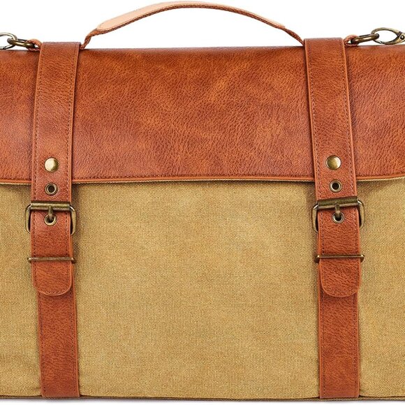 Adjustable Straps Brown Laptop Messenger Bag – Stylish & Secure Crossbody Case - Picture 1 of 7